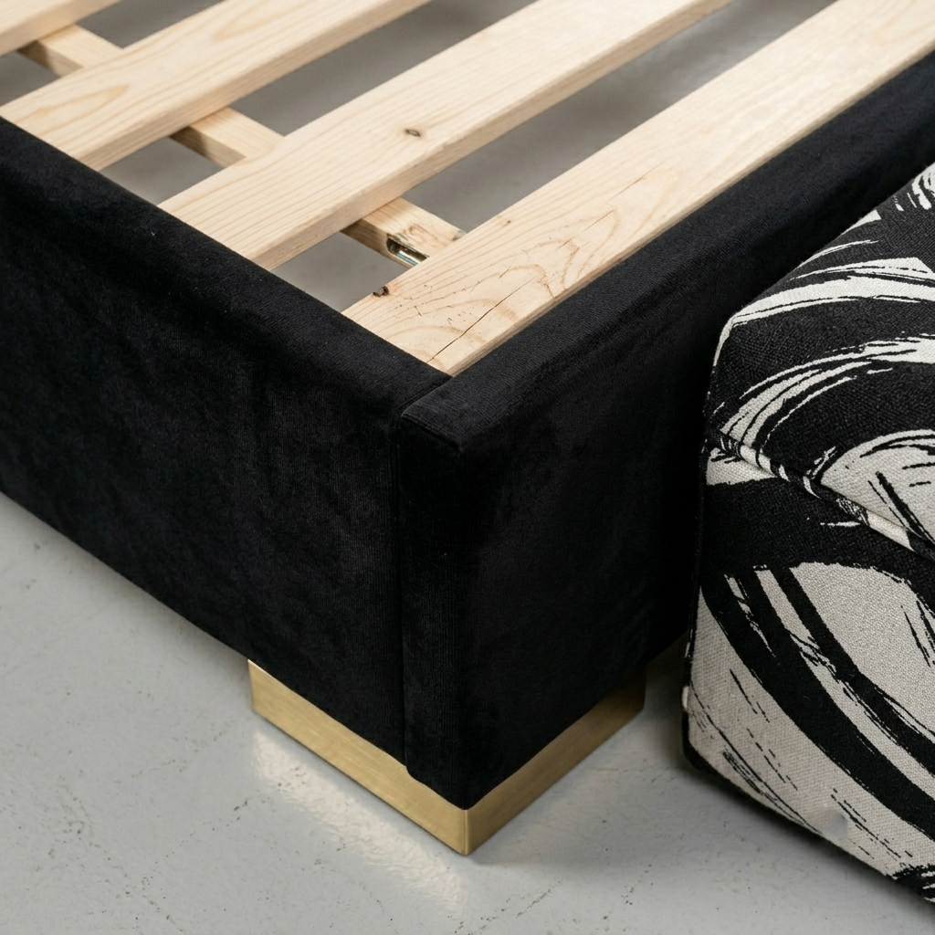 Black Velvet Bed Set with LED Headboard – Modern Design