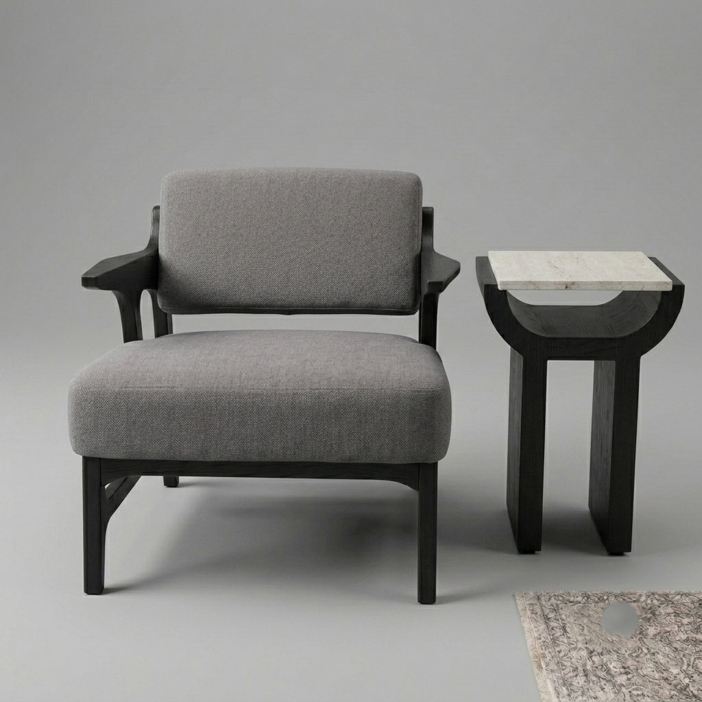 Upholstered Accent Chair in Premium Wood – Modern Style