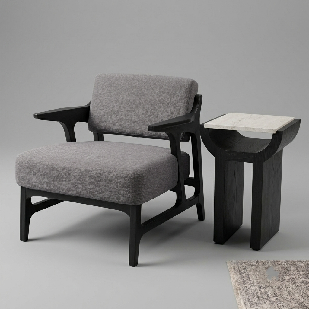 Upholstered Accent Chair in Premium Wood – Modern Style
