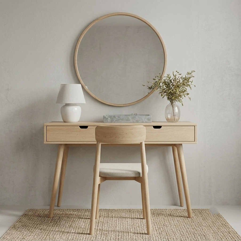 Dressing Table in Premium Light Wood – Minimalist Vanity
