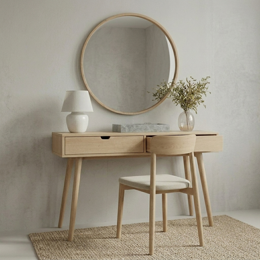 Dressing Table in Premium Light Wood – Minimalist Vanity