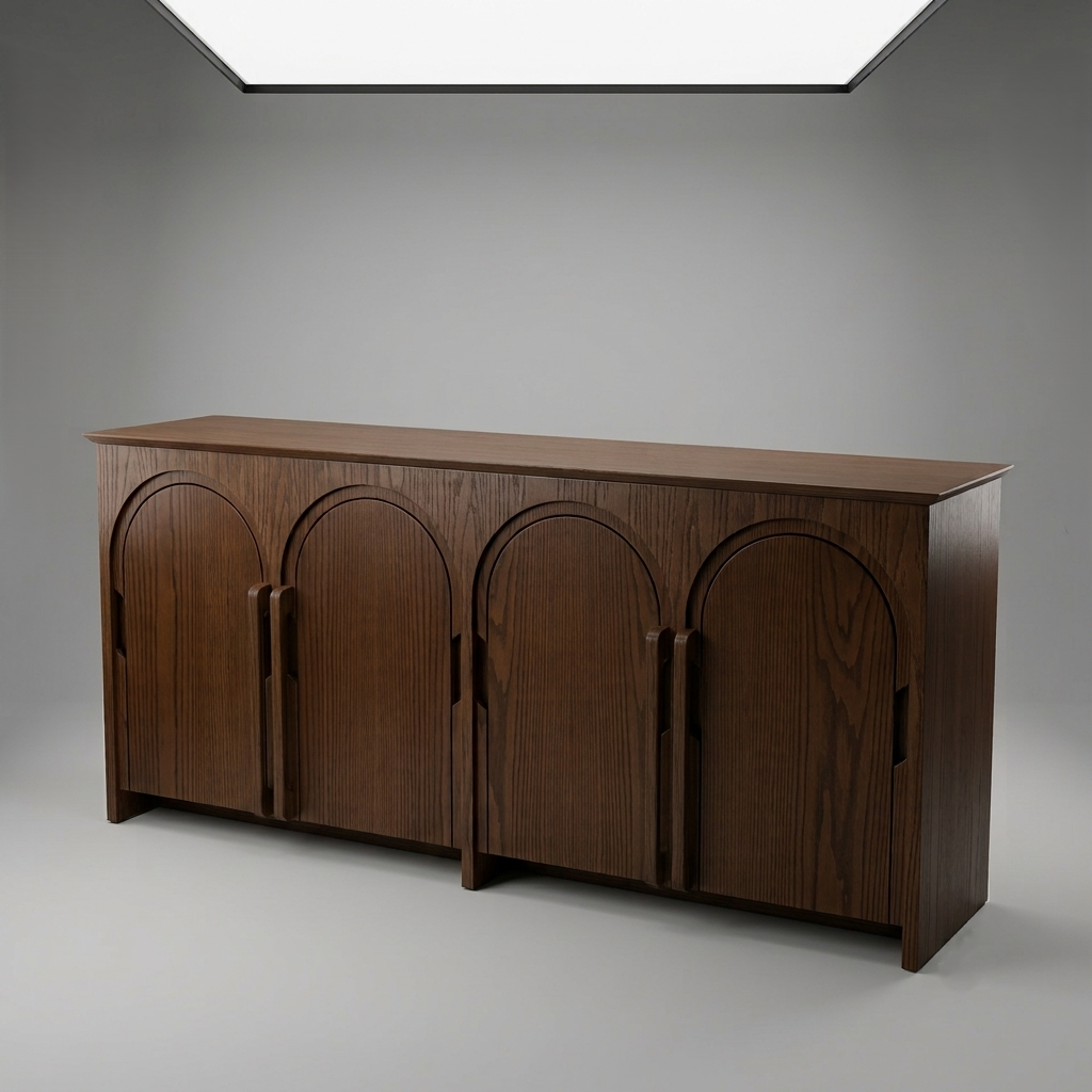 Premium Wood Storage Sideboard – Modern Arched Cabinet
