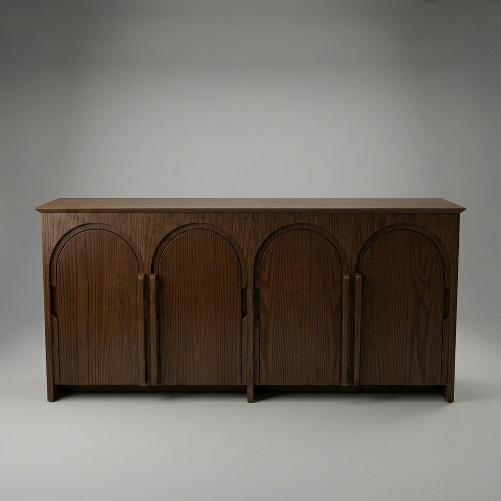 Premium Wood Storage Sideboard – Modern Arched Cabinet
