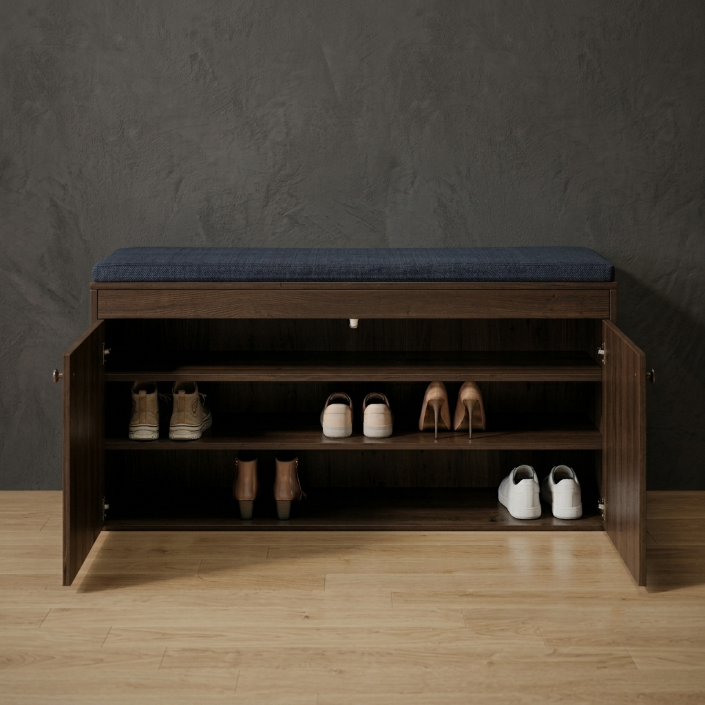Premium Wood Shoe Storage Bench – Modern Entryway Design
