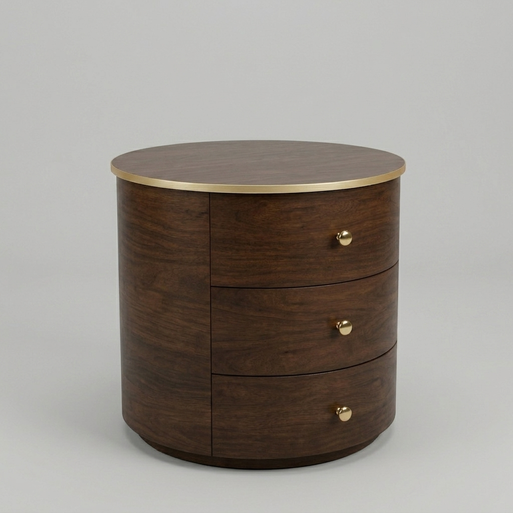 Bedside Table Premium Wood Modern Round Design