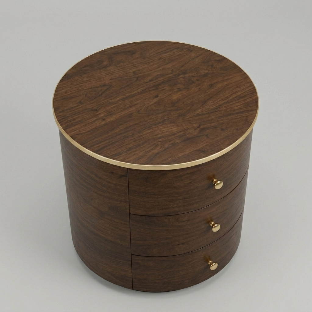 Bedside Table Premium Wood Modern Round Design