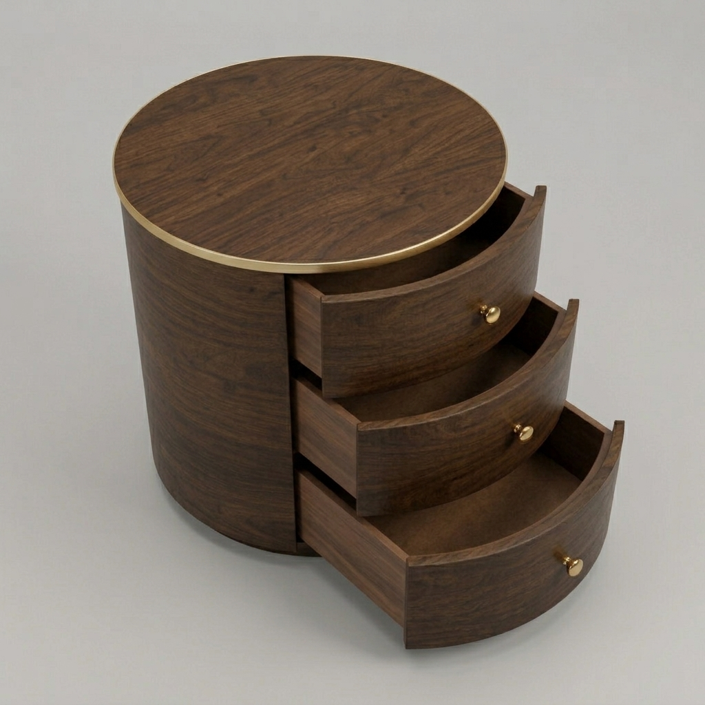 Bedside Table Premium Wood Modern Round Design