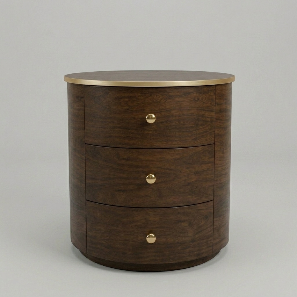 Bedside Table Premium Wood Modern Round Design
