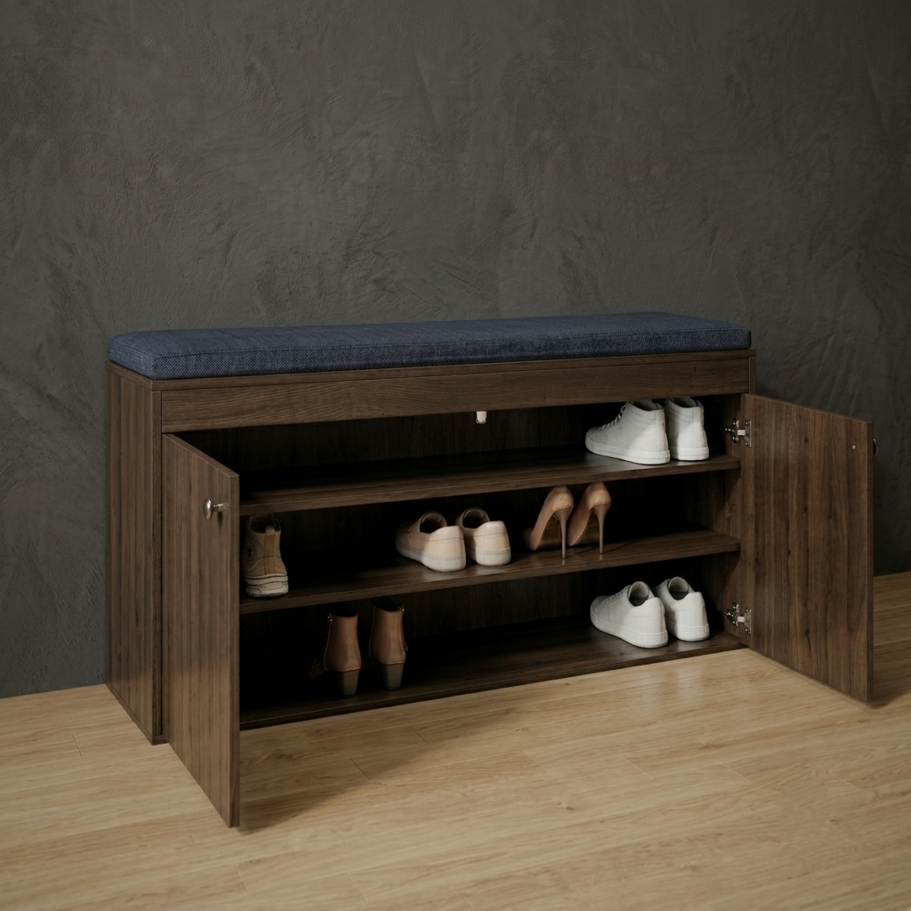 Premium Wood Shoe Storage Bench – Modern Entryway Design