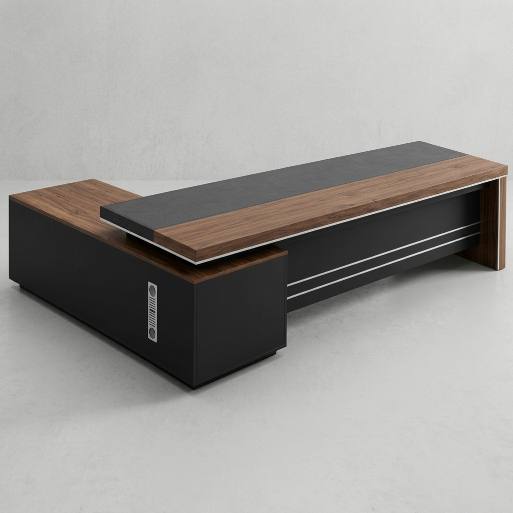 Executive Office Desk in Premium Wood – Modern L-Shape