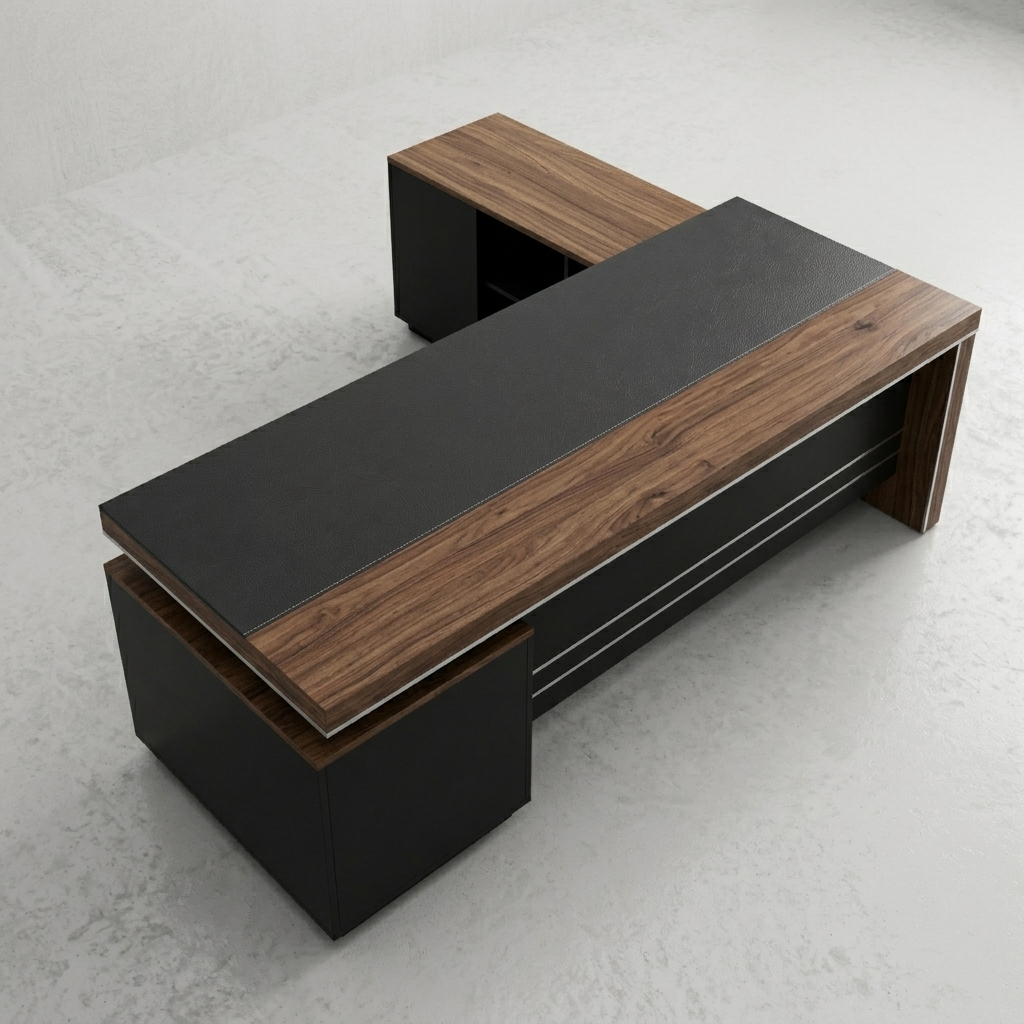 Executive Office Desk in Premium Wood – Modern L-Shape