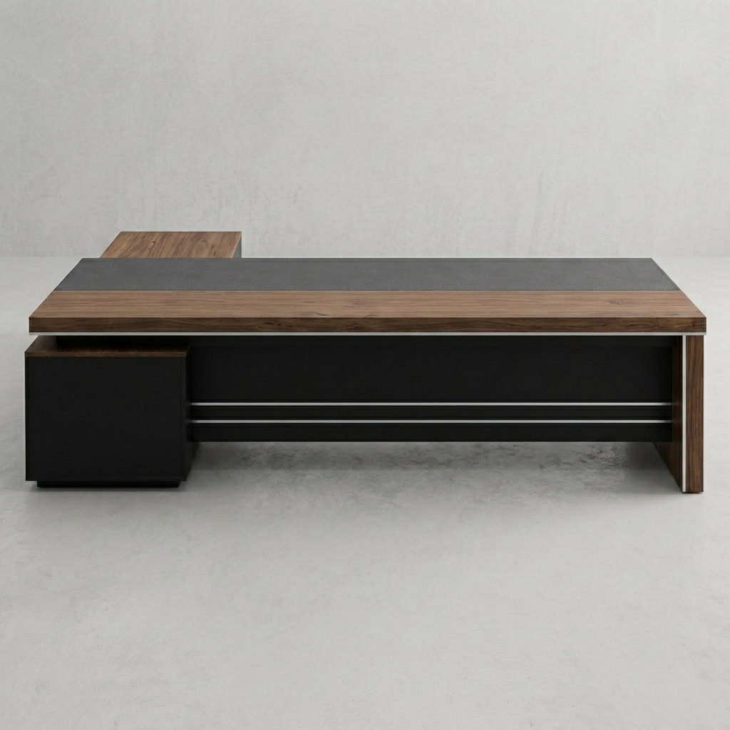 Executive Office Desk in Premium Wood – Modern L-Shape
