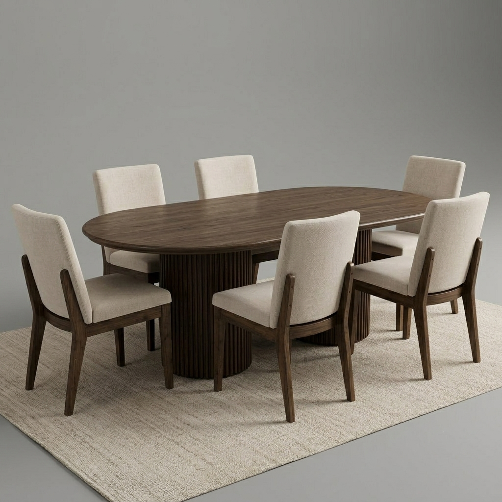 Oval Dining Set in Premium Wood – Modern Elegance