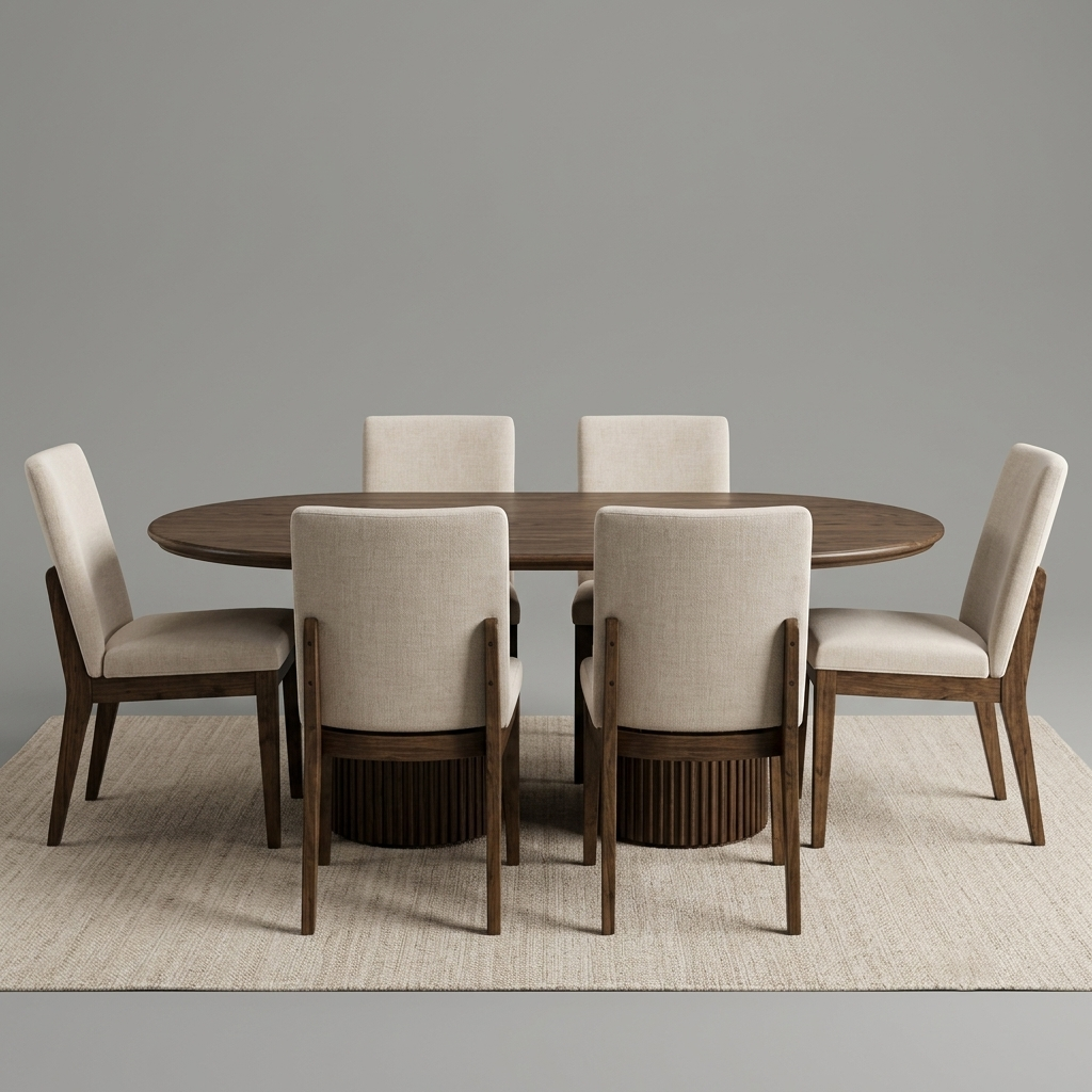 Oval Dining Set in Premium Wood – Modern Elegance