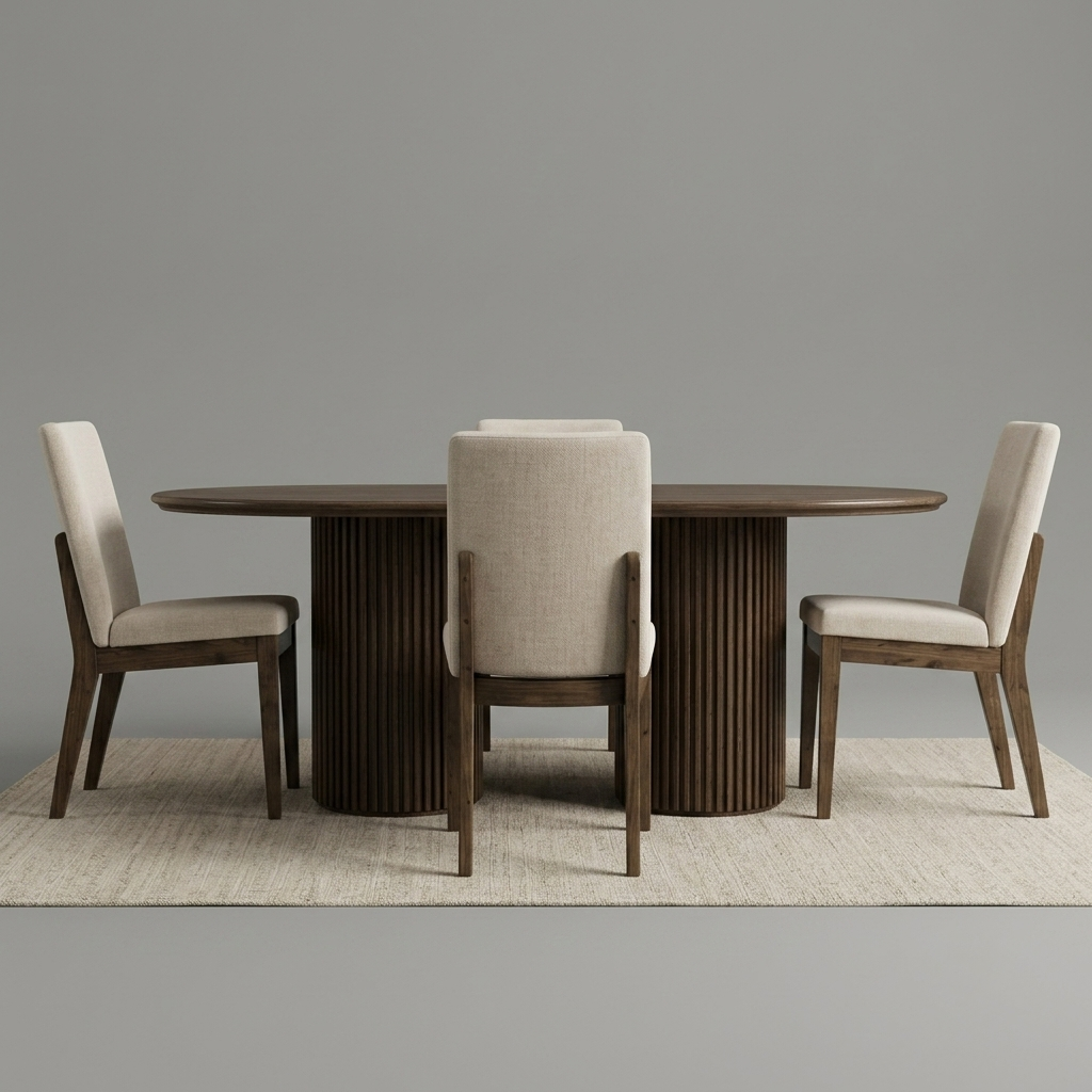 Oval Dining Set in Premium Wood – Modern Elegance