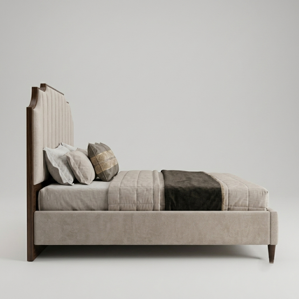 Upholstered Platform Bed with Wood Frame – Modern Classic