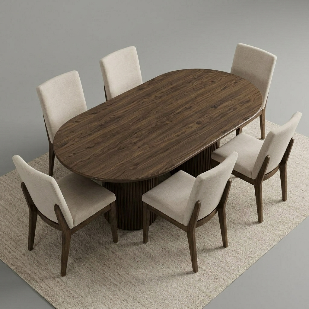 Oval Dining Set in Premium Wood – Modern Elegance