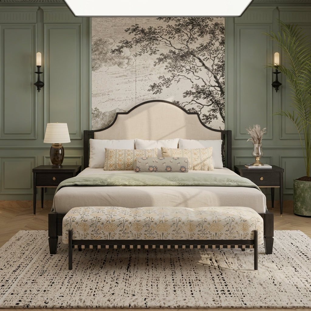 Upholstered Panel Bed in Premium Wood – Transitional Style