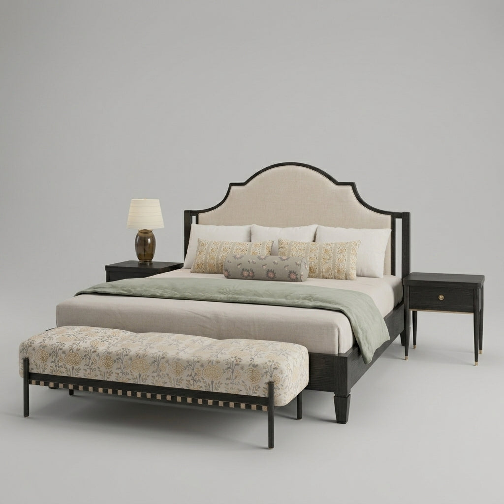 Upholstered Panel Bed in Premium Wood – Transitional Style