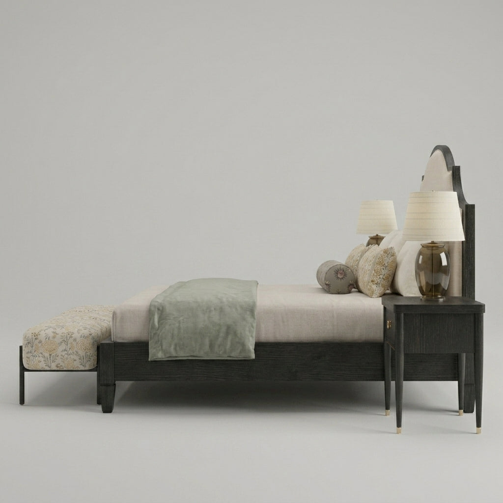 Upholstered Panel Bed in Premium Wood – Transitional Style