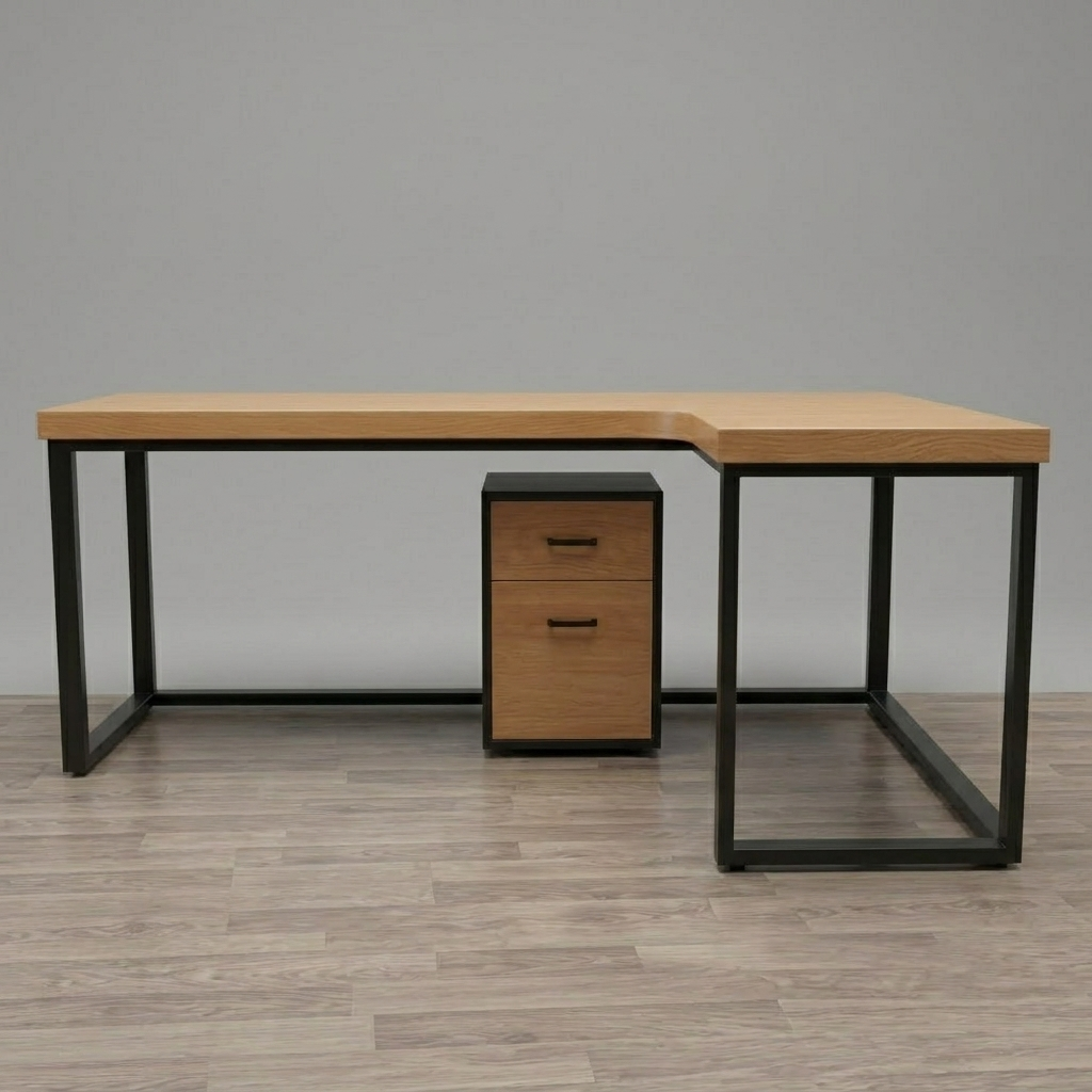 L-Shaped Office Desk in Premium Wood – Minimalist Design