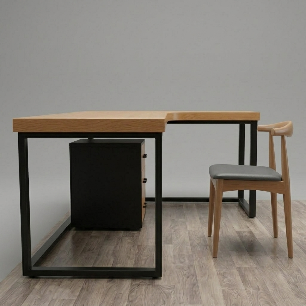 L-Shaped Office Desk in Premium Wood – Minimalist Design