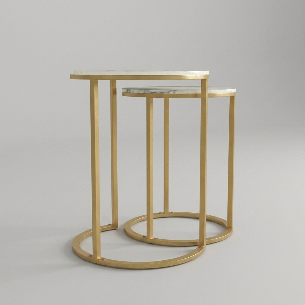 Marble Nesting Tables with Gold Finish – Modern Style