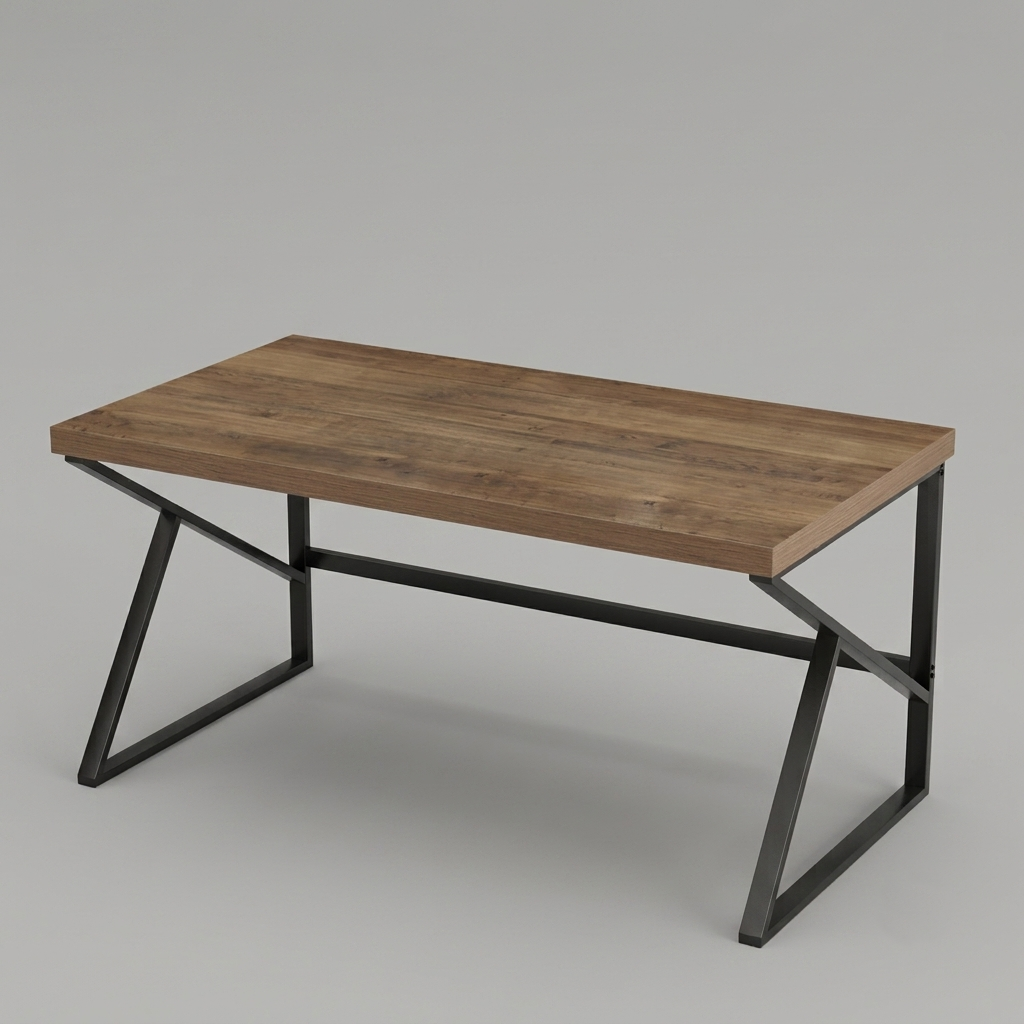 Industrial Office Desk in Premium Wood – Geometric Design