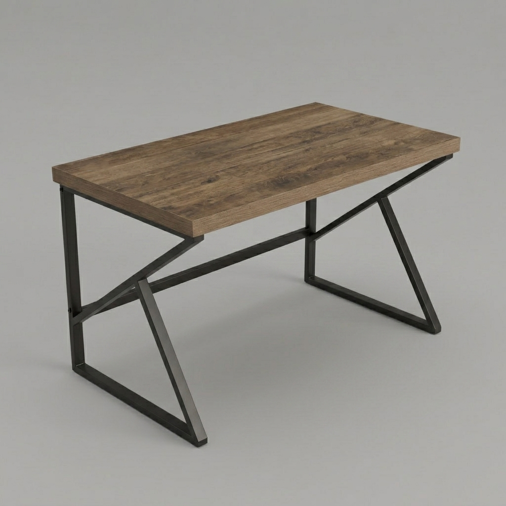 Industrial Office Desk in Premium Wood – Geometric Design