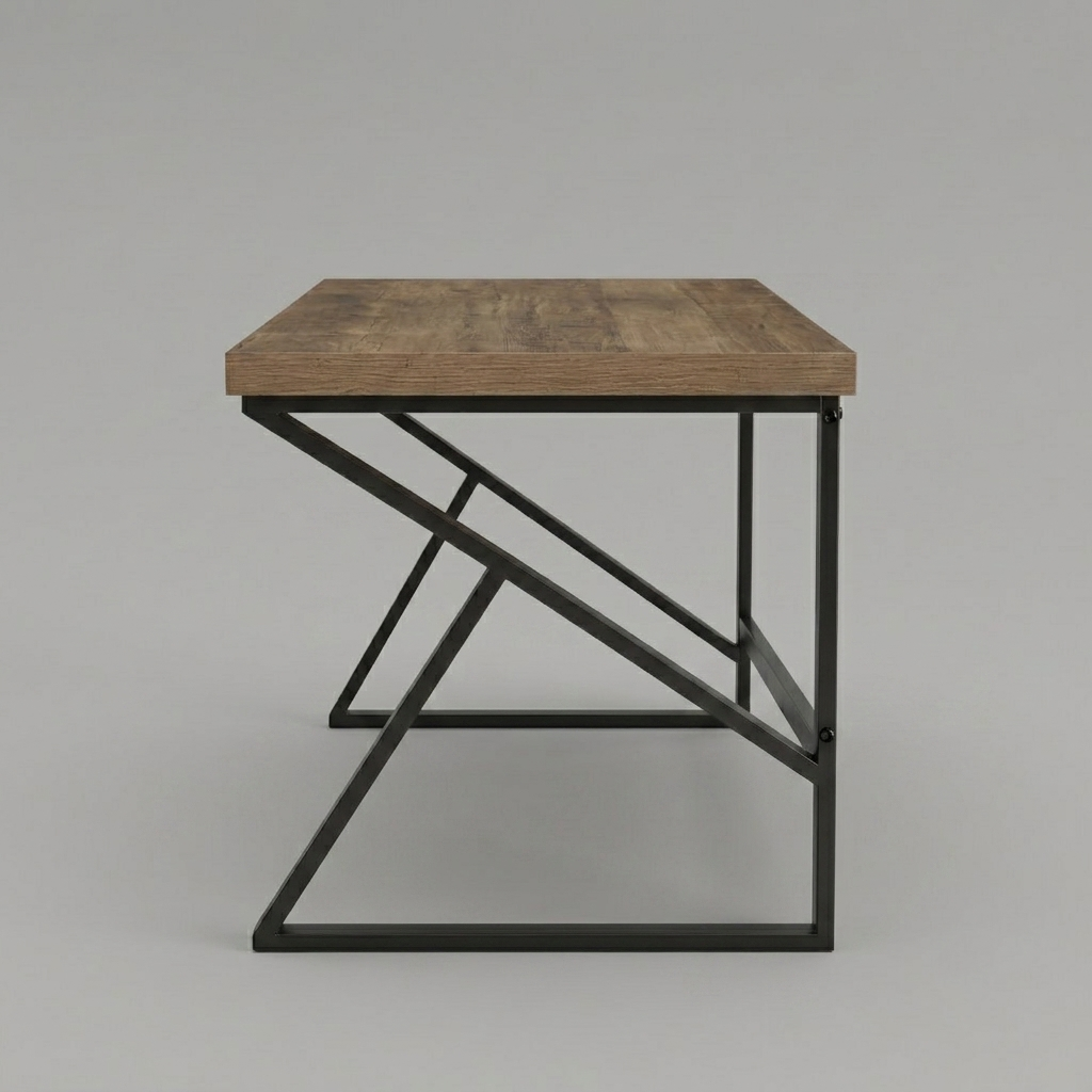 Industrial Office Desk in Premium Wood – Geometric Design