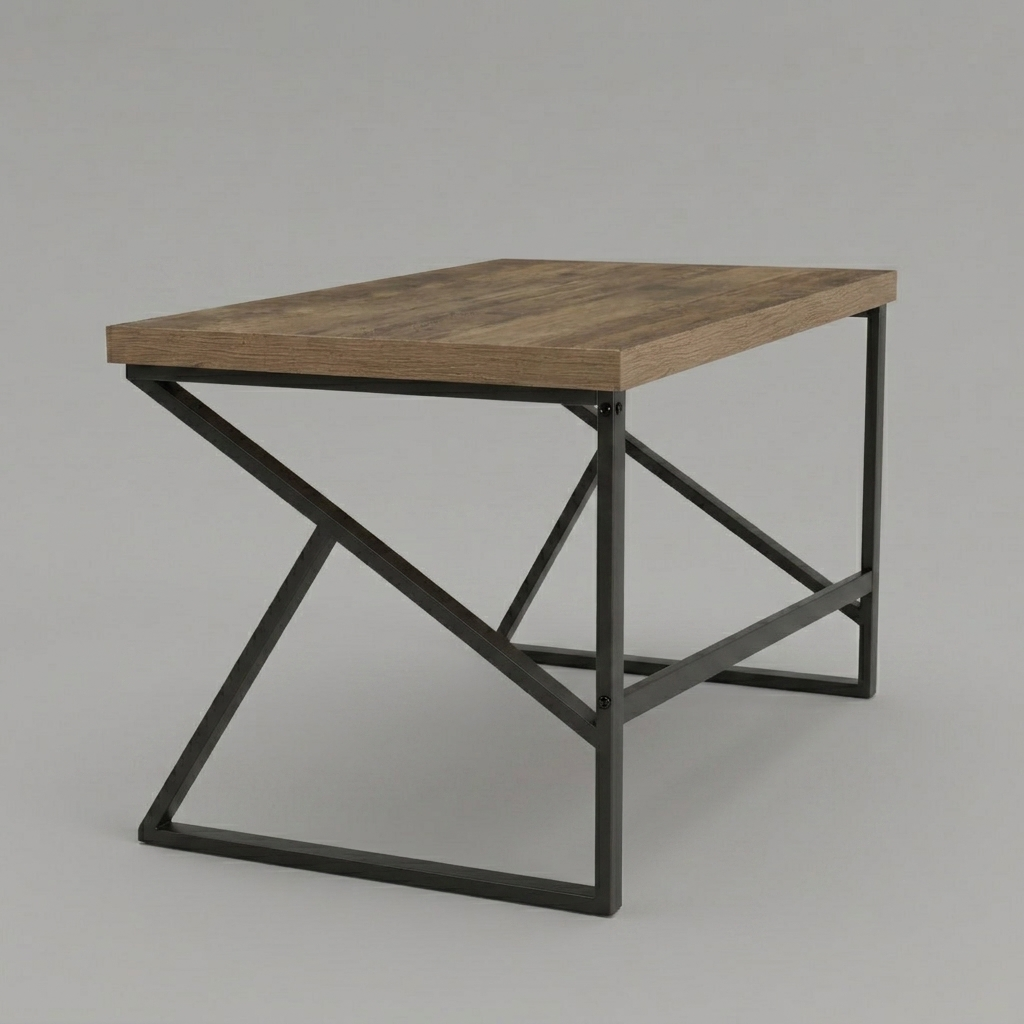 Industrial Office Desk in Premium Wood – Geometric Design