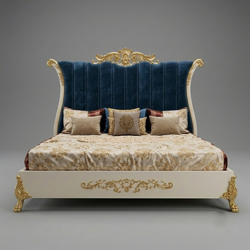 Classic velvet bed set in premium wood, Victorian luxury - Asghar Interior Lahore