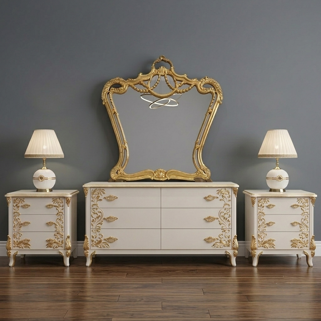 Classic Velvet Bed Set in Premium Wood – Victorian Luxury