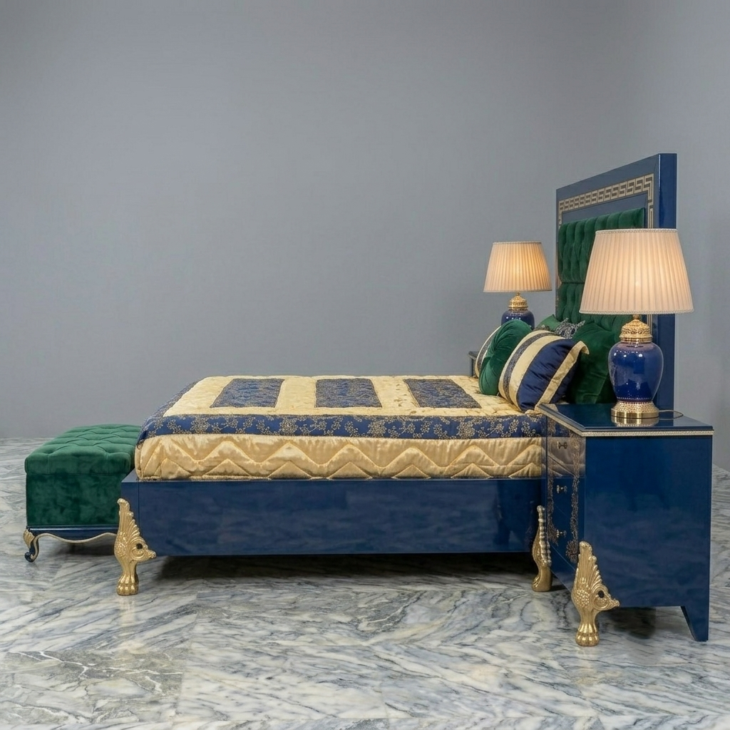Premium Wood Velvet Tufted Bed – Classic Luxury Style