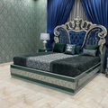 Ornate Velvet Bed in Premium Wood – Classic Luxury Style