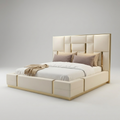 Upholstered Premium Wood Bed with Gold – Modern Design