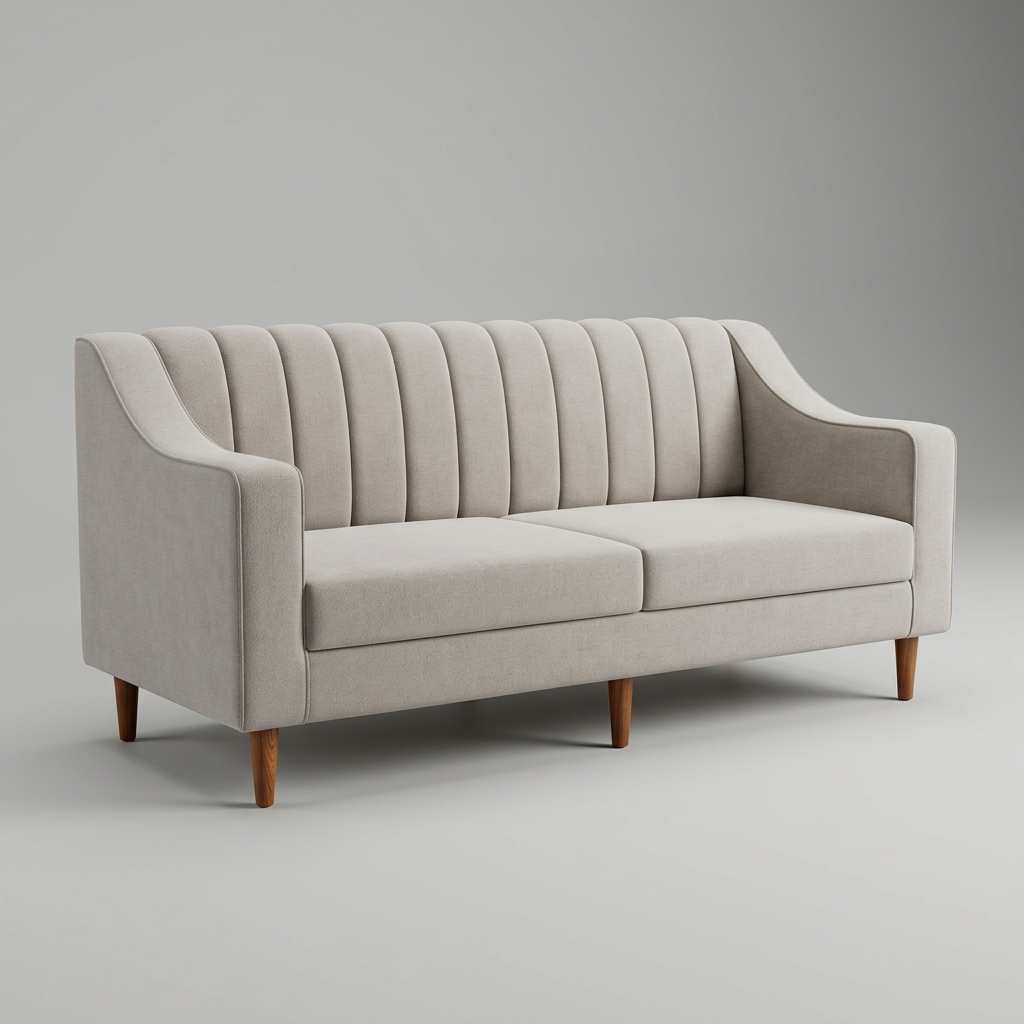 Upholstered Sofa Premium Wood Modern Curved Design