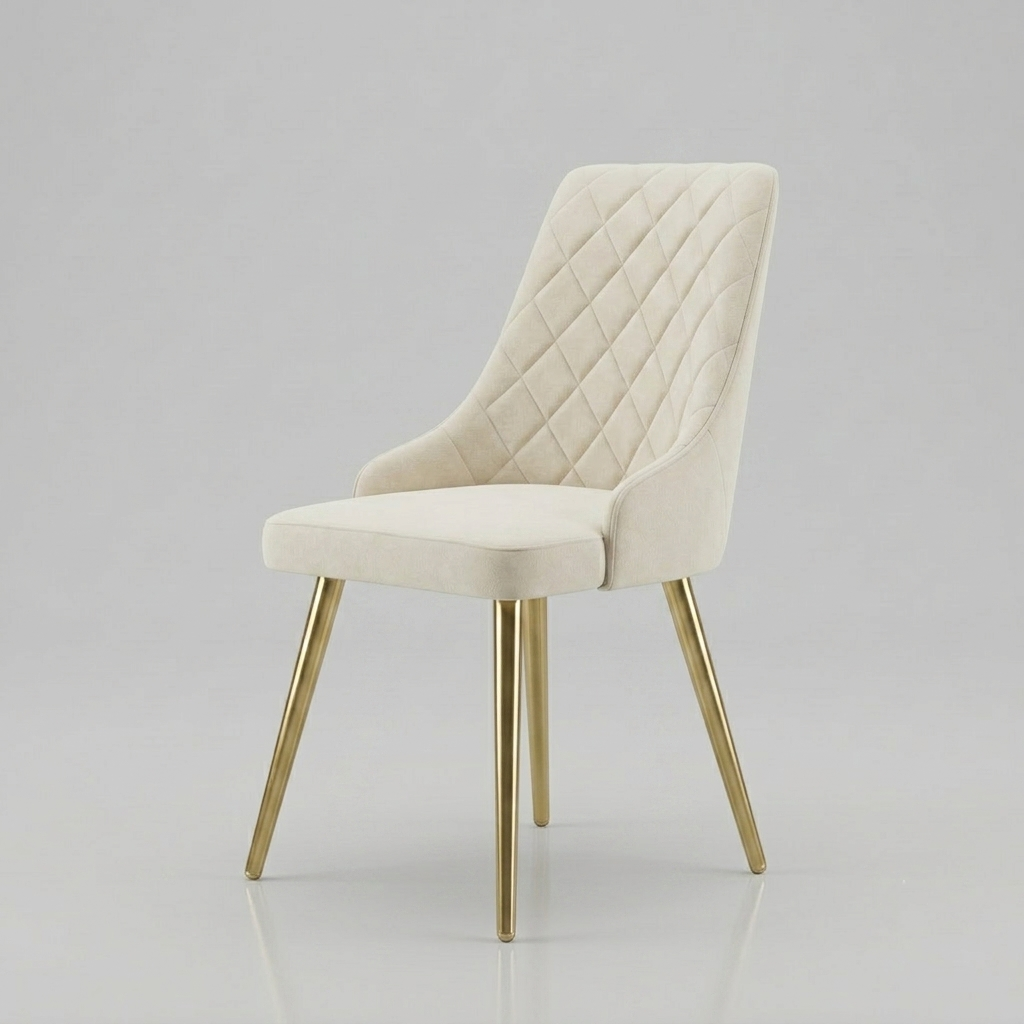 Upholstered Dining Chair with Gold Legs – Modern Luxury