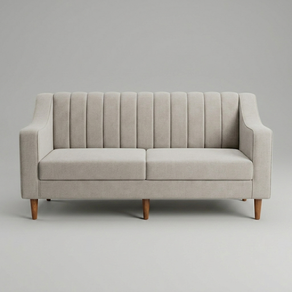 Upholstered Sofa Premium Wood Modern Curved Design
