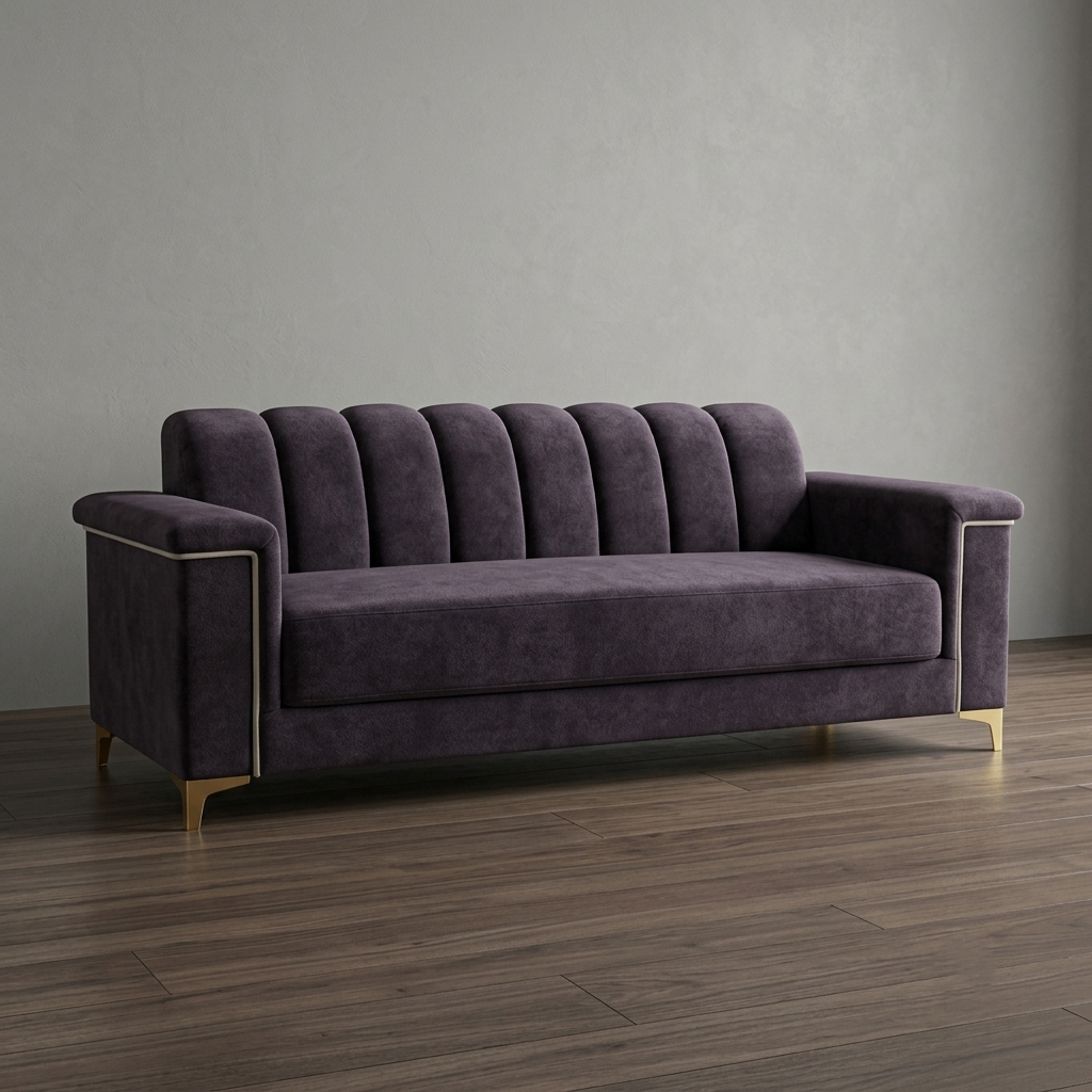 Velvet Sofa Premium Wood Contemporary Lounge Design