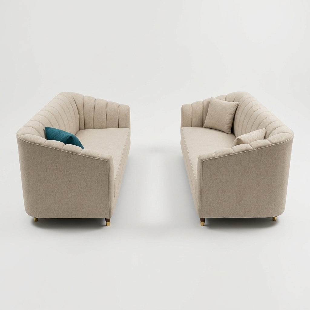 Curved Upholstered Sofa in Premium Wood Modern Design