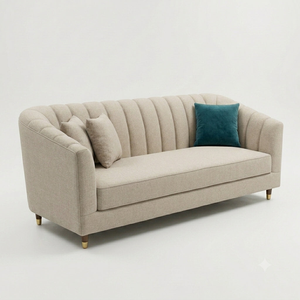 Curved Upholstered Sofa in Premium Wood Modern Design