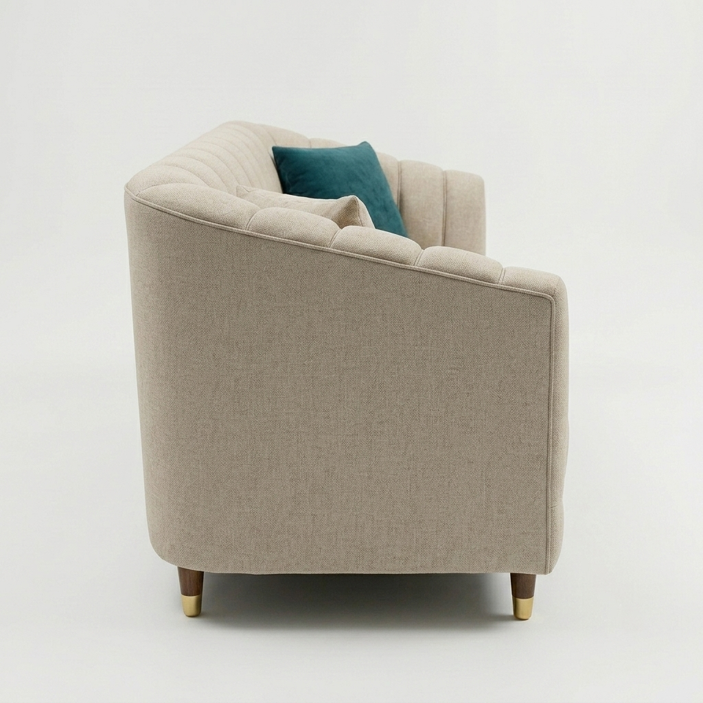 Curved Upholstered Sofa in Premium Wood Modern Design