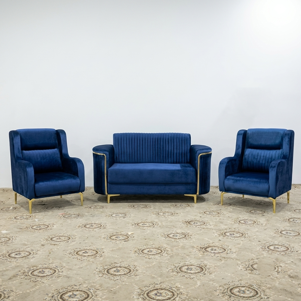 Velvet Sofa Premium Wood Contemporary Lounge Design