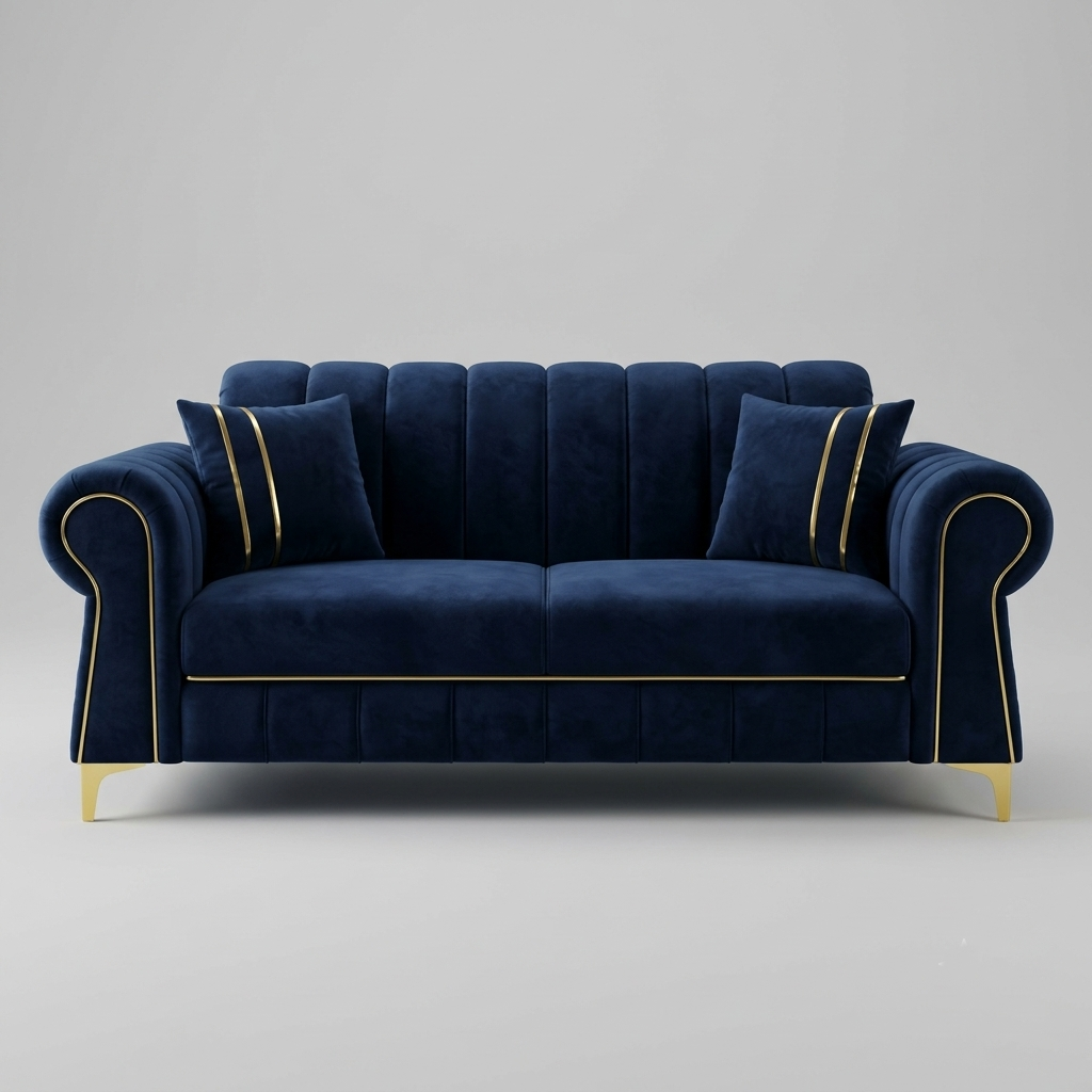 Velvet Sofa Premium Wood Luxury Living Room Design