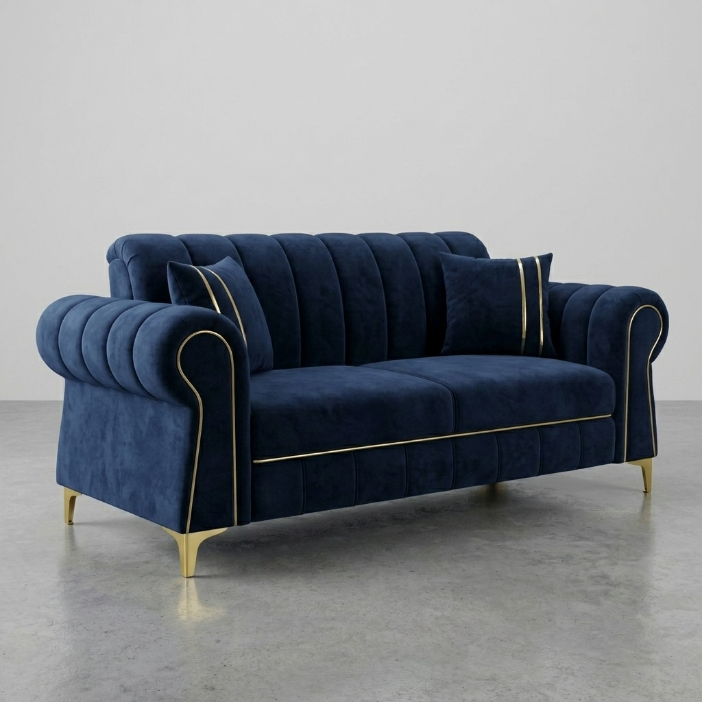 Velvet Sofa Premium Wood Luxury Living Room Design